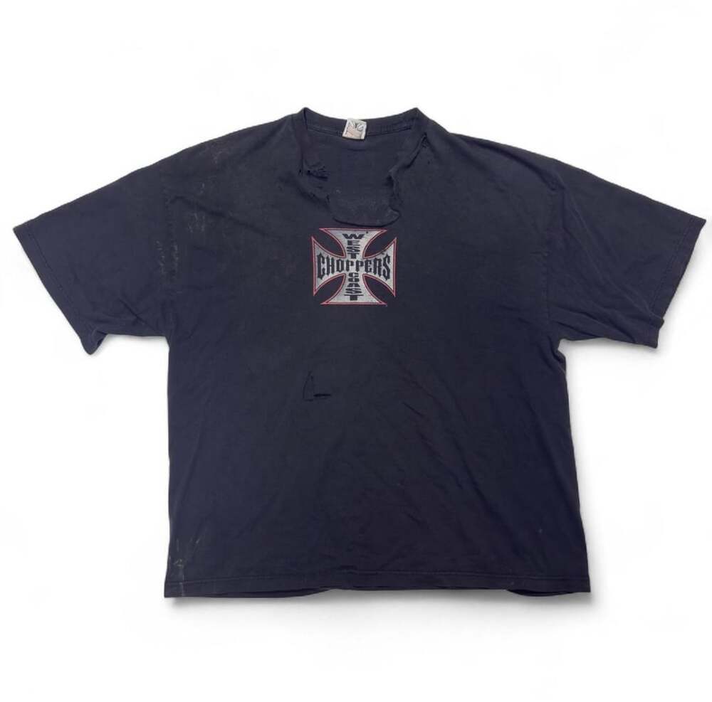 West Coast Choppers Red Outline Vintage Oversized Short Sleeve Tee